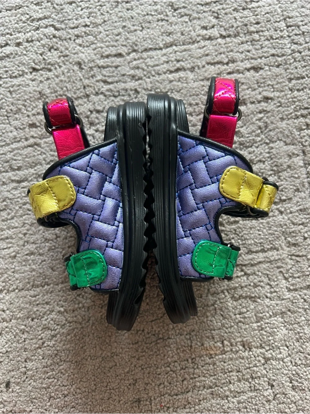 Kurt Geiger Toddler Mini Orson Multicolor Quilted Strap Leather Sandals